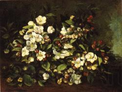 Gustave Courbet Apple Tree Branch in Flower Norge oil painting art